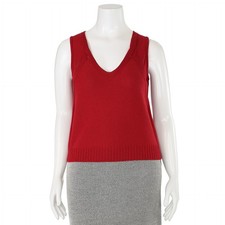St. John Yellow Label Wool Blend V-Neck Cable Knit Top / Shell in Red sz M