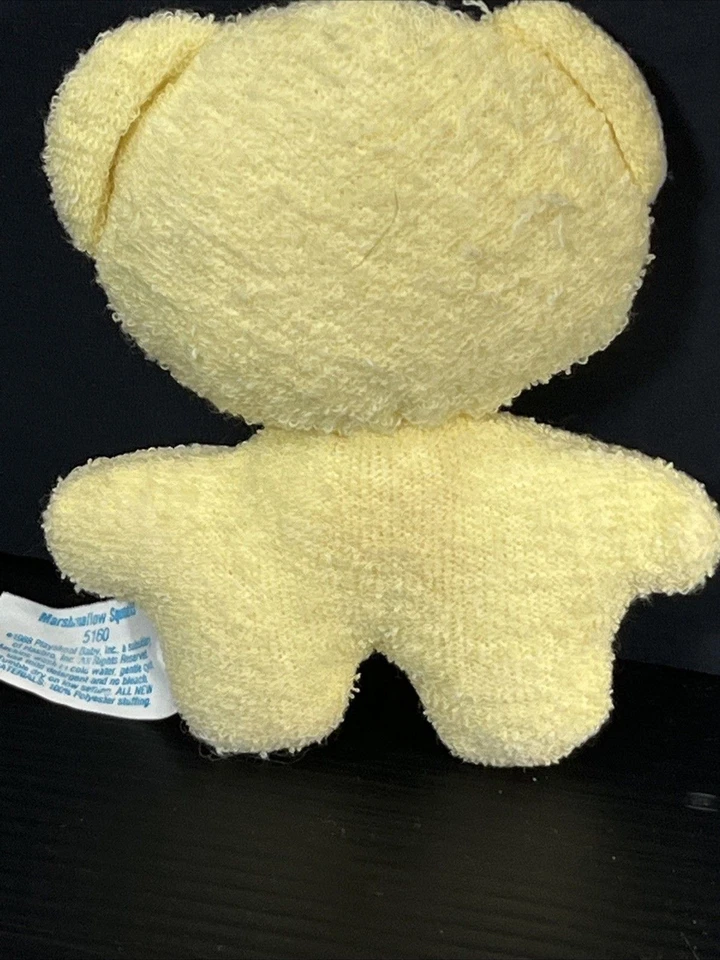 De colección 1988 Playskool Baby Marshmallow Chirrido Amarillo Terrycloth Oso 5160 Funciona Foto 2 de 4