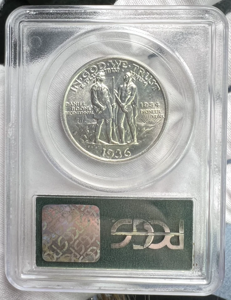 1936 Boone Classic Commemorative 50C Half Dollar PCGS MS62 OGH Silver Coin - Image 3 of 4