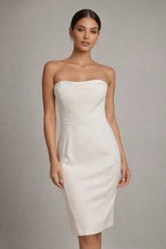 La Pina David Helwani Dress Strapless Ivory Midi Mini Mesh Bridal Cocktail