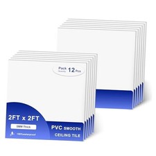 Smooth Drop Ceiling Tiles - Waterproof, Fire-Rated, Easy Drop 2ft x 2ft White