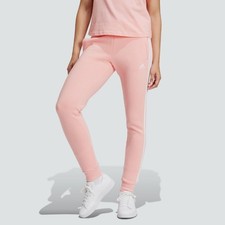 New Adidas Womens Essentials XL Fleece Pants Joggers Pink White Ret 50