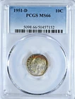 1951-D Roosevelt Dime PCGS Graded Coin MS66 #5098