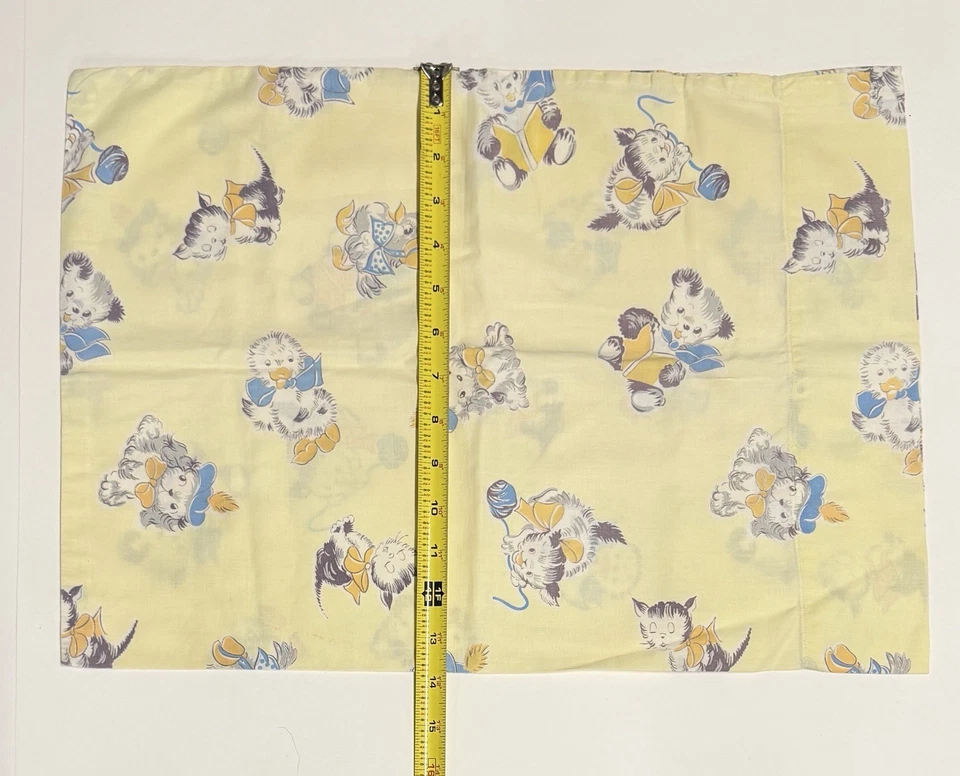 Funda de Almohada Bebé Algodón Vintage Años 60/70 Bebé Animales Amarillo 19x14 pulgadas Foto 3 de 4