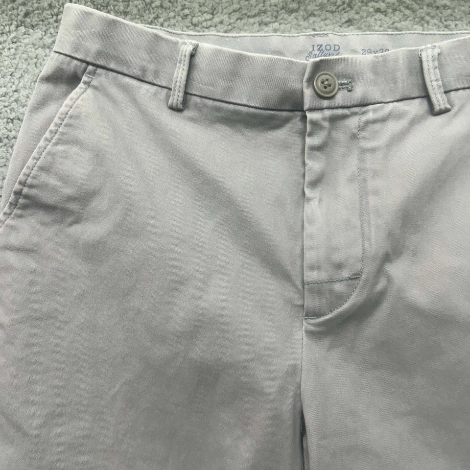 Izod Pants Mens Saltwater 29X32 Classic Stretch Chino Preppy Gray Khaki - Image 2 of 4