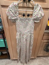 j crew xxs short sleeve smocked dress “meadow floral” cotton