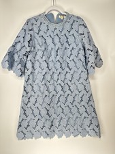 METISU Light Blue Floral Lace A-Line Knee Length Dress XL Women