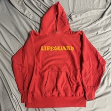 Sudadera Pullover Vintage Años 80 Champion Tejido Inverso Salvavidas Calentamiento Rojo XL