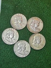 Franklin Silver Half Dollar Lot Of 5- 1951,52,58 61,62