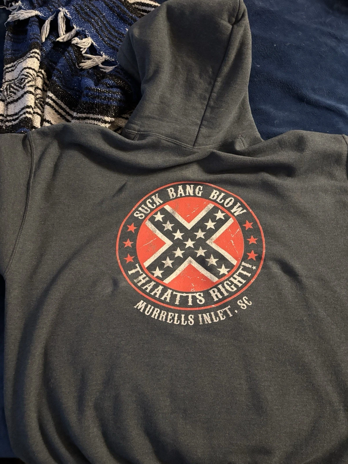 Graphic Hoodie. Suck Bang Blow Biker Hoodie.Unisex 2XL. Rare Gray. Murrels Inlet