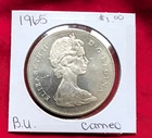 1965 BRILLIANT UNCIRCULATED CANADIAN SILVER DOLLAR COIN-MONEY