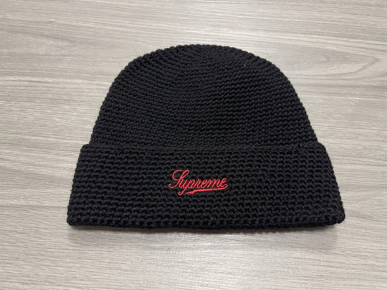 Supreme 2 tons laine bonnet noir FW16 rare