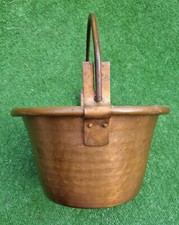 Antico paiolo in rame con manico in ferro x cucina rustica taverna agriturismo