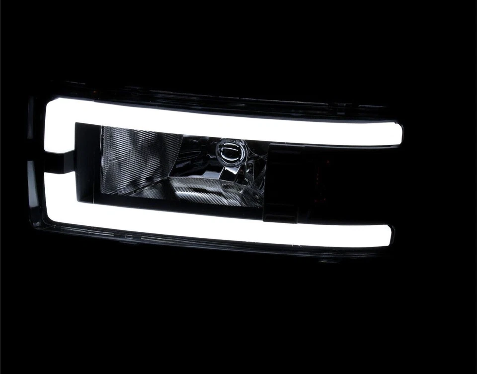 94-01 Dodge RAM 1500 2500 3500 Faro + Esquina 1 pieza Negro con Fibra DL Contorno Foto 3 de 4