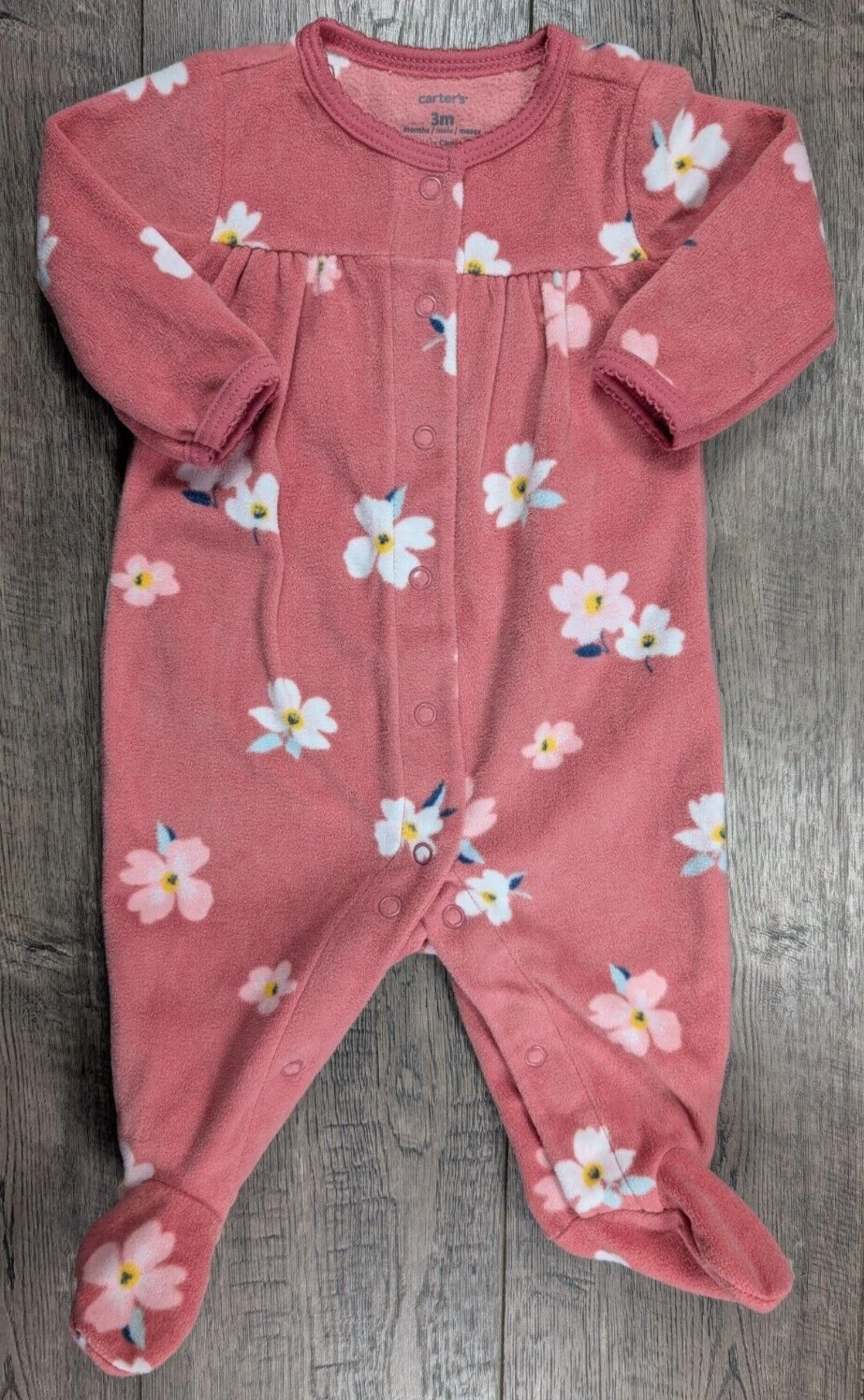 Baby Girl Clothes Carter's 3 Month Dusty Pink Fleece Footed Outfit