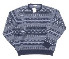 Peter Millar Men's Navy Bellows Fair Isle Wool Blend Crew-Neck Pullover Sweater