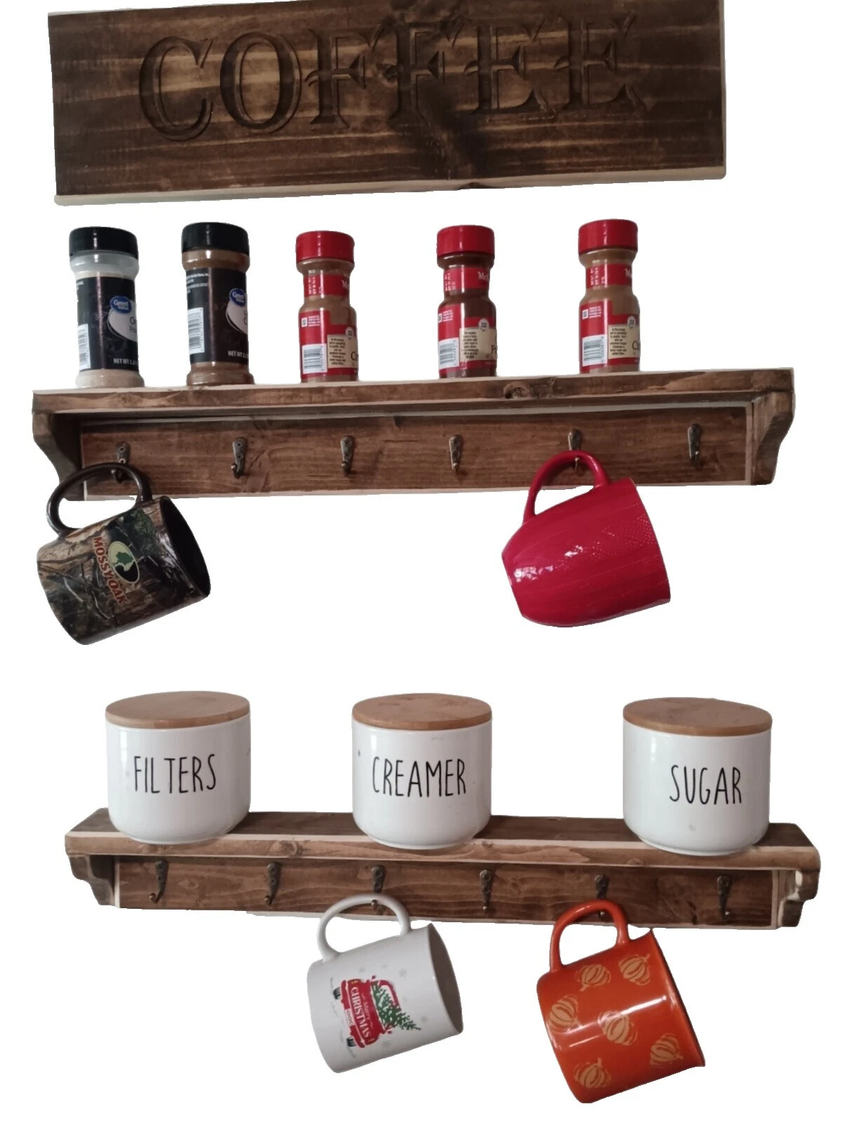 手工木制厨房杯机架/支架