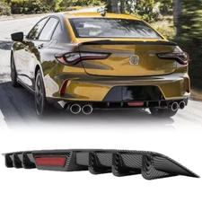 Carbon Fiber Style Rear Bumper Lip Diffuser w/ Tail Light For Acura TL TLX ILX