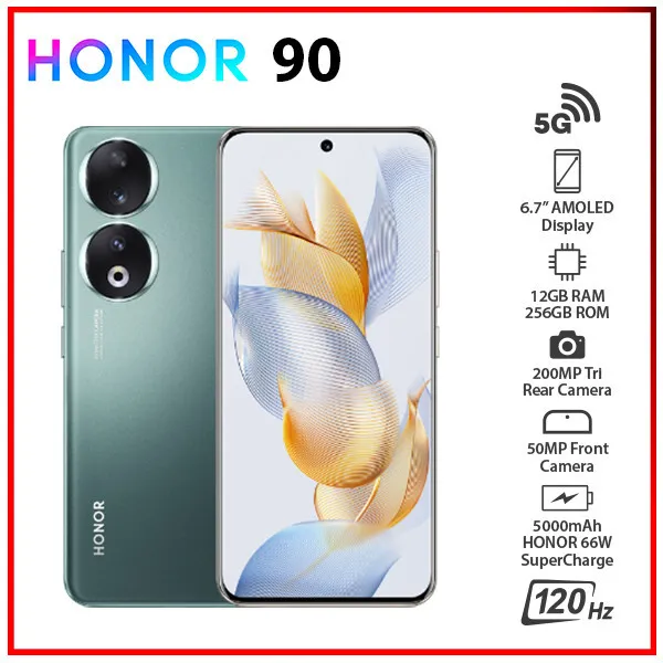 (Unlocked) HONOR 90 5G 12GB+256GB GREEN Dual SIM Octa Core Android Cell  Phone