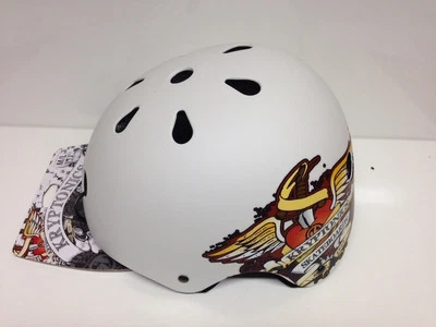 Kryptonics Helm " Sacread Heart" - Matt White - weiss Stunthelm Skateboard S/M