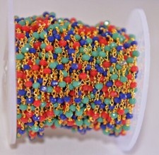 3mm Multi-Faceted Bead Rosary Chain   Bulk Roll for DIY Jewelry Making  Crafts