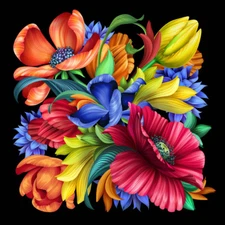 40W"x40H" BOTANICAL FLORAL BOUQUET by ANGELA MARITZ - CHOICES of CANVAS