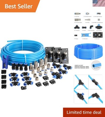 Complete 49PCS Compressed Air Line Kit - 60ft Nylon Tubing for Garage & Shop Use
