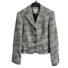 Worthington Black White Tweed Blazer Jacket Notched Lapel 3 Button Size 8