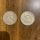 Lot of 2 Franklin Half Dollar 1958 & 1963 Silver Coins 90% Silver
