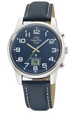 MASTER TIME Herren-Funkuhr mit Lederarmband Blau MTGA-10815-31L