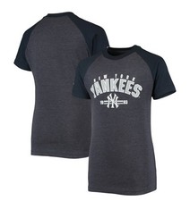 Youth New York Yankees Stitches Heathered Navy Raglan T-Shirt NWT S