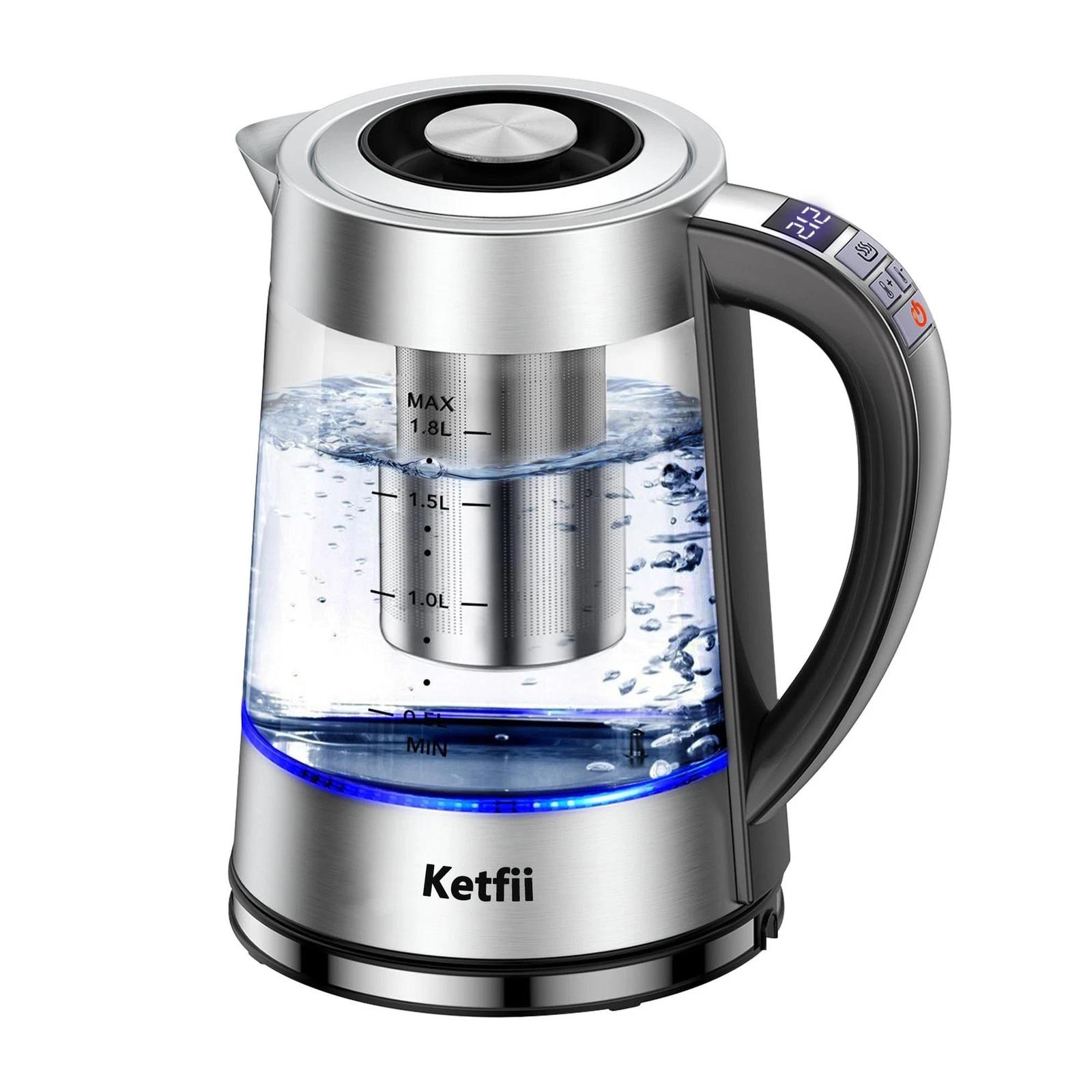 Electric Kettle with British Strix Thermostat, 1.8L 1500W, 24-Hour Keep Warm,...