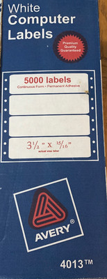 Avery White Computer Labels 1 Box Of 5000 Count 3 1/2'' x 15/16''-NEW-SHIP 24 HRS