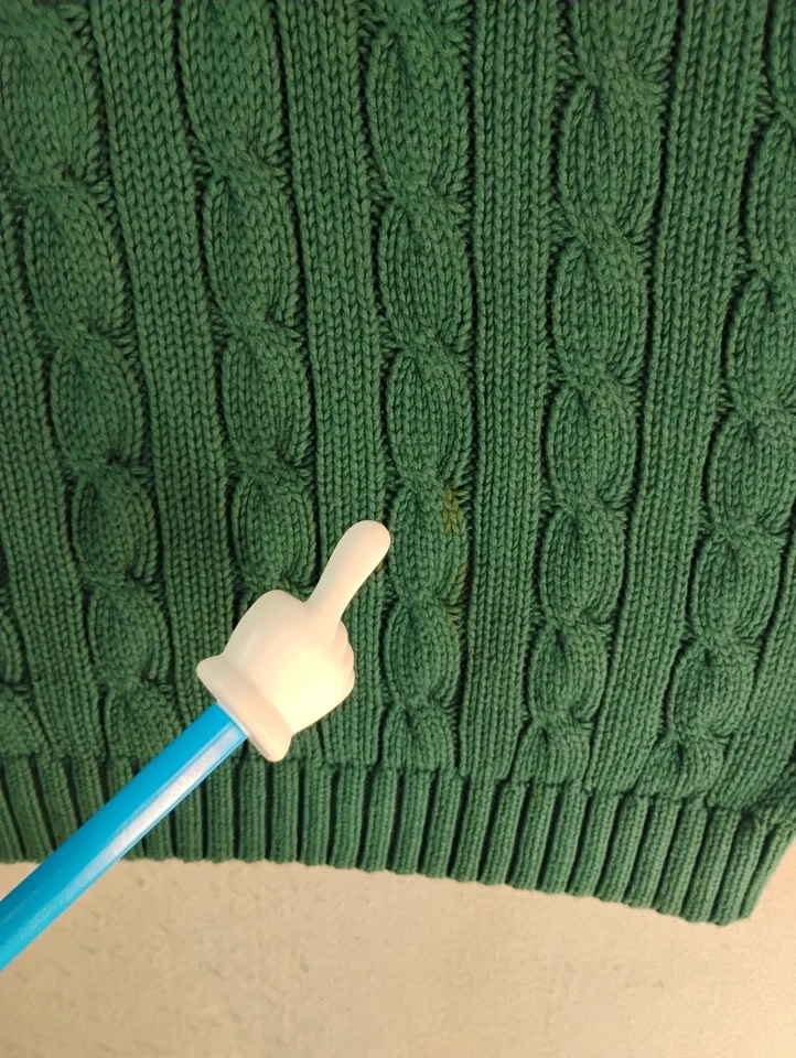 VTG Gap Mens Sweater Vest Large Green Cotton Cable Knit V Neck Preppy Pullover - Image 3 of 4