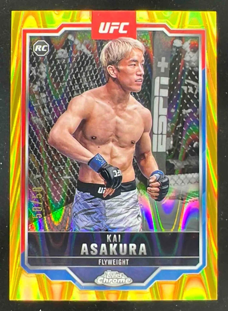 2025 Topps UFC Chrome Gold RayWave #161 Kai Asakura RC /50