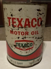 VintageTEXACO MOTOR OIL EMPTY  1 Qt. Can Gas Station Advertisement