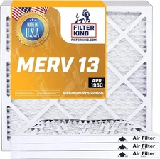 Filter King 20x25x1 Air Filter 6-PACK MERV 13 Actual Size 19.5 x 24.5 x .75"