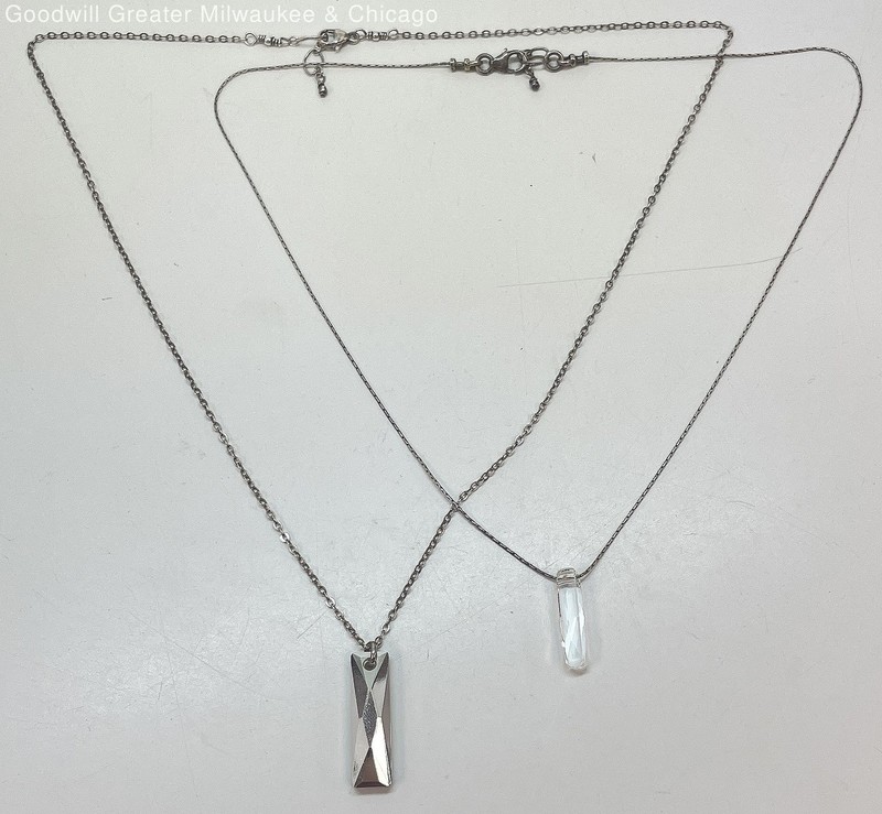 925 Sterling Silver Rhinestone Pendant Necklace 6.0g