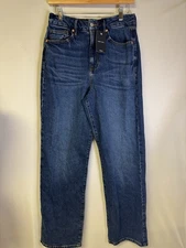 Curvy High Rise 90s Straight Jeans Sculpt Waist Slim Leg Dark Wash Size 29