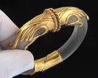* Inna Cytrine Paris - VINTAGE 24K GOLD PLATED FROSTED LUCITE HINGED BRACELET