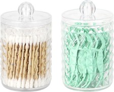 2 Pack Qtip Holder Bathroom Storage Canister for Cotton Ball Cotton Swab Pads