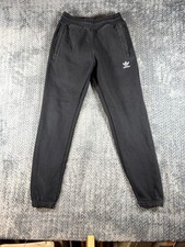 Adidas Trefoil Essentials Jogger Pants Mens Small Black Cotton Fleece Drawstring