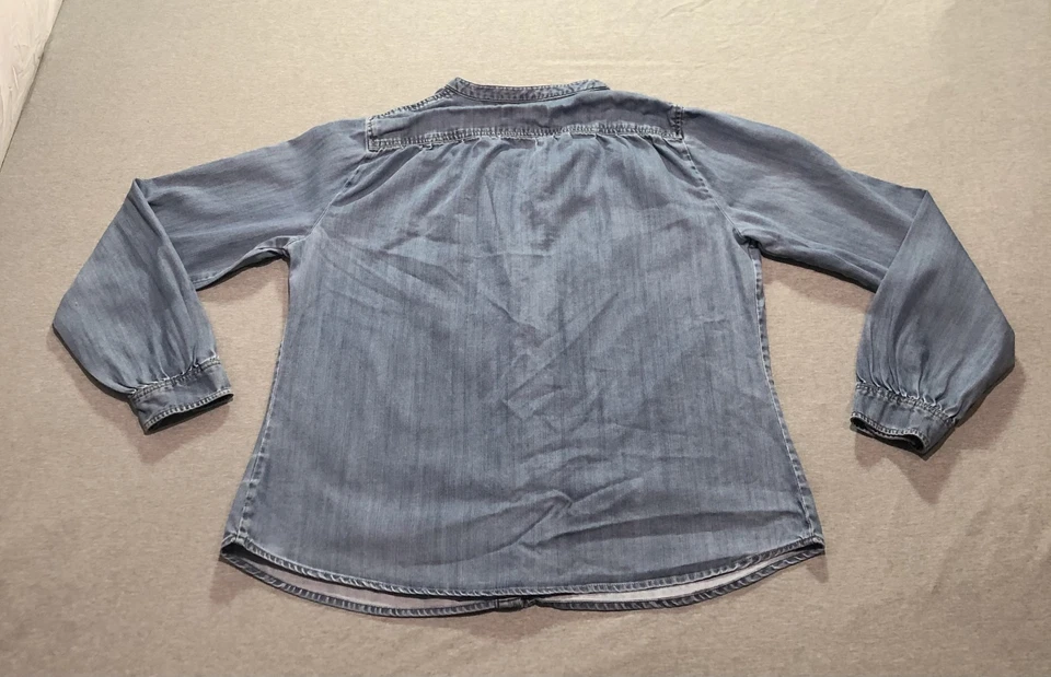 Kenar Denim Blouse Womens L Western Indie Mod Rancher Minimalist Stone Wash Blue - Image 4 of 4