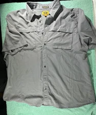 The Foundry Supply Co. Mens 3XLT  Solid Gray Short Sleeve Button Up Shirt