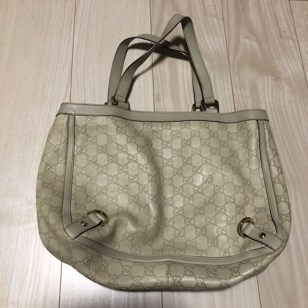 Gucci Abbey Guccissima Leather D-Ring Tote Bag White Condition EX thumbnail 2