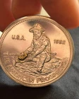 1982 Engelhard American Prospector  1 oz silver round with gold nugget in pan