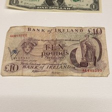c1984 BANK OF IRELAND £10 Pounds NOTE BANKNOTE - A. S. J. O Neil