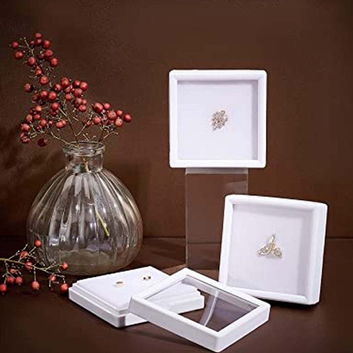 Top Glass Gemstone Gem Display Storage Box Tool Coins Jar (White, 6x6 cm). - Picture 7 of 9