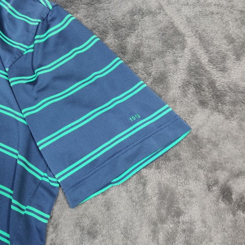 Camisa polo de golf Peter Millar para hombre grande a rayas azules y verdes que absorbe la humedad - Imagen 4 de 7