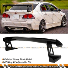 For 2006-2011 Honda Civic Sedan MU GT Style Gloss Black Trunk Spoiler High Wing